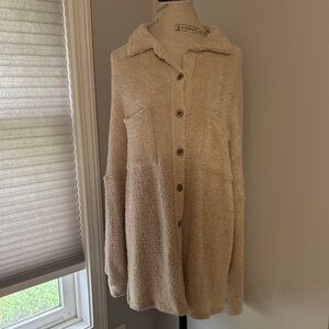 Teddy Bear Shacket Beige Button Down Collar by Lovely Melody